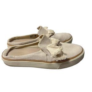 Toms Women's Heritage Sunrise Mules Cream Canvas Slip On Shoes Size 9